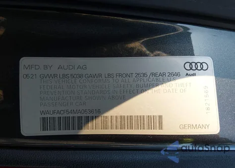 2021 Audi A5 Sportback Premium Plus 45 Tfsi Quattro S Tronic z USA, uszkodzony, nr VIN WAUFACF54MA053616